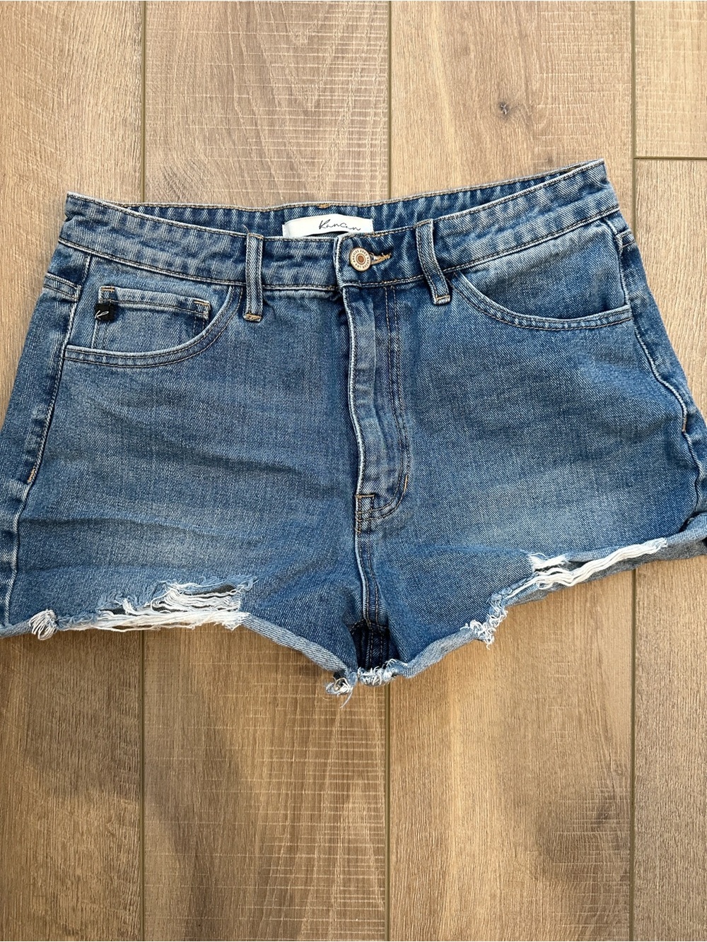 KanCan Women's Distressed Denim Jean Shorts in Blue